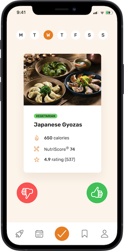 iPhone app user meal approving plan
